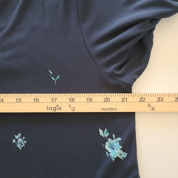 J Jill Wearever Collection Buttery Soft Long Floral Tunic 3/4 Sleeve Top Size L - Picture 10 of 11